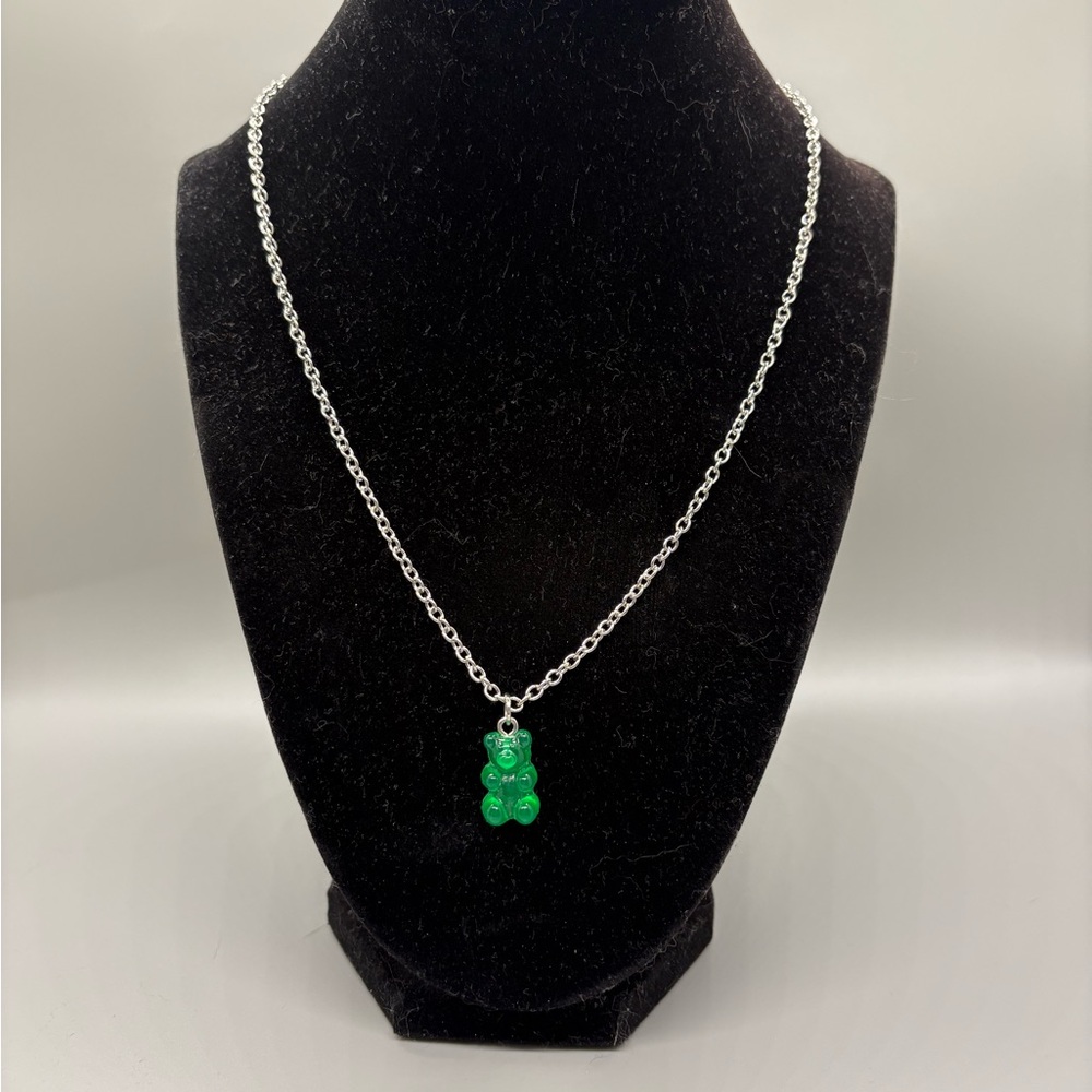 Hand Crafted Green Bear Pendant Necklace